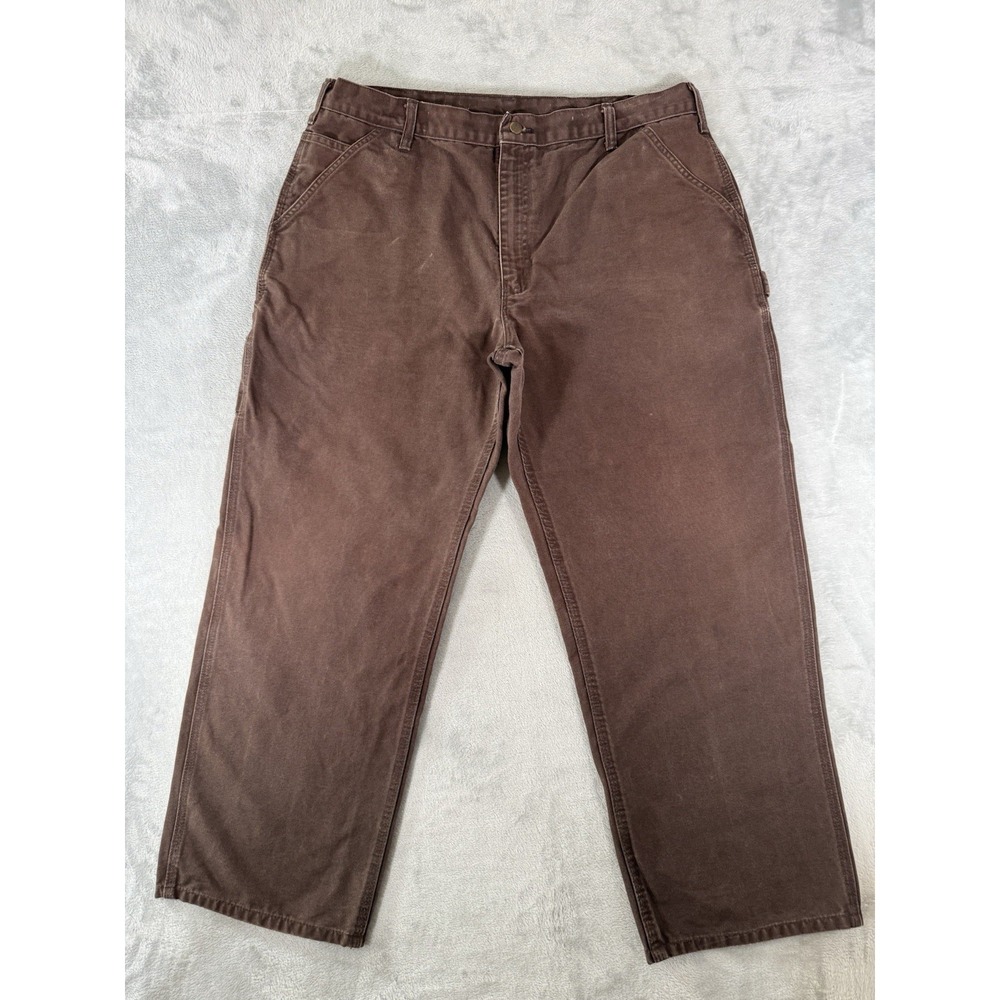 Carhartt B11 Pants Mens 40x30 Brown Dungaree Fit Utility Workwear Carpenter